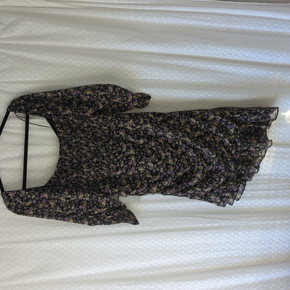 Astr Asymmetrical Floral Dress in Black and Purple Ditsy Print Women's XL - Picture 8 of 9